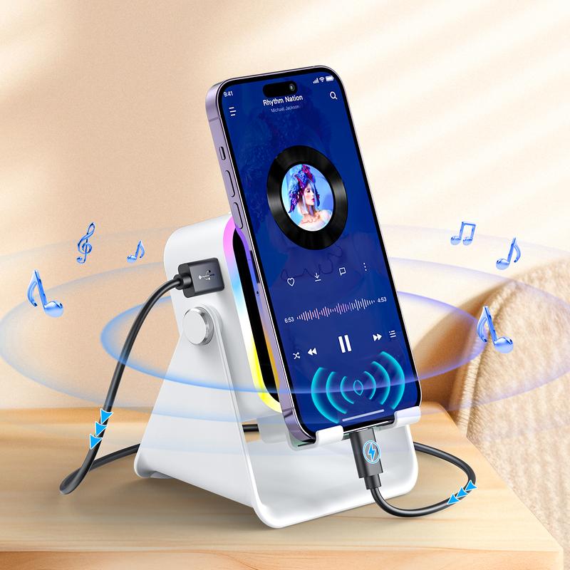 360° wireless sensor speaker stand with colored ambient lighting