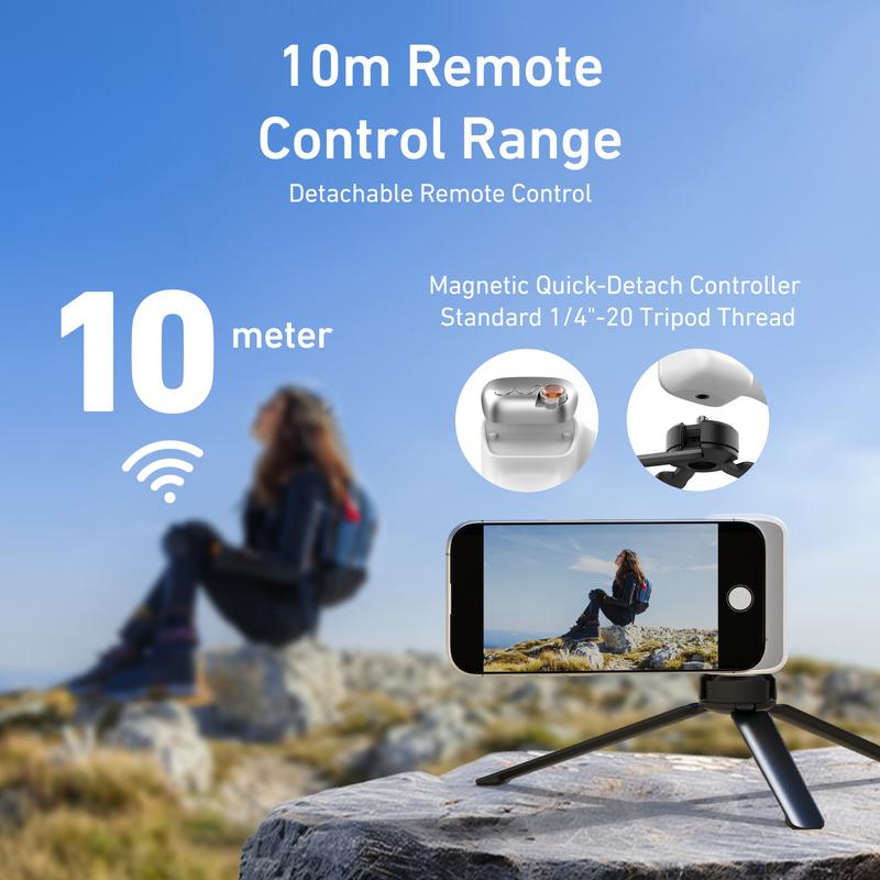 Magnetic mobile phone camera grip with wireless shutter