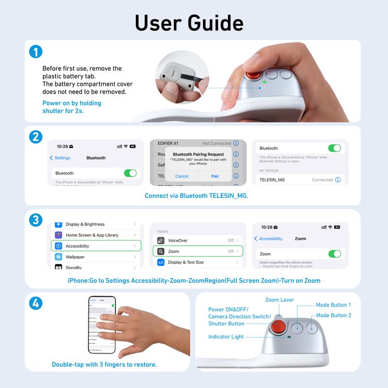 Magnetic mobile phone camera grip with wireless shutter
